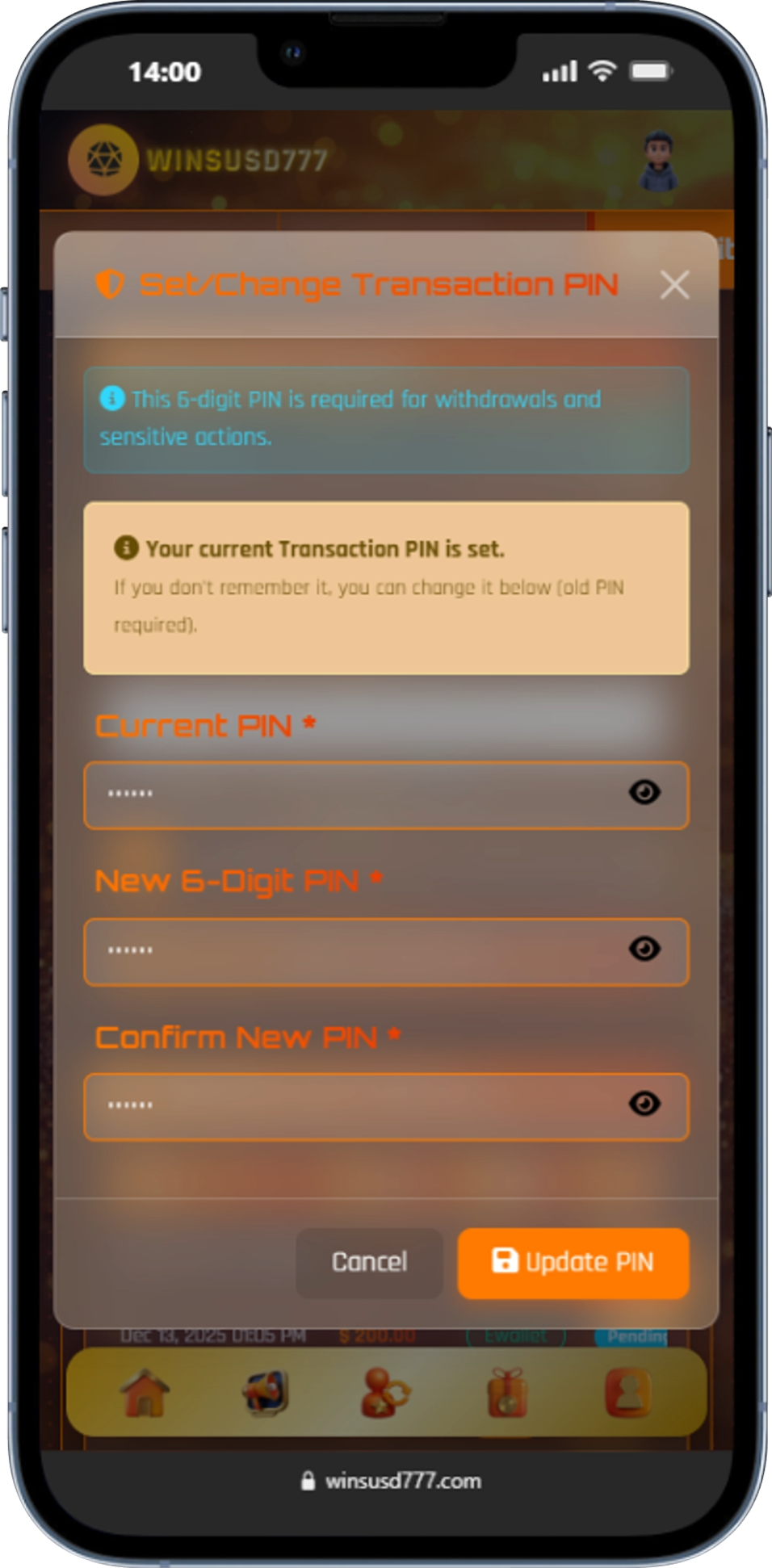 Transaction Pin Guide Image